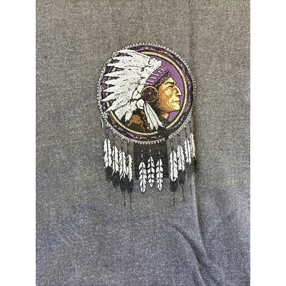 Vintage Galt Sand T Shirt Native American 2 Sided Sz Small Weathered Gray - Picture 2 of 5